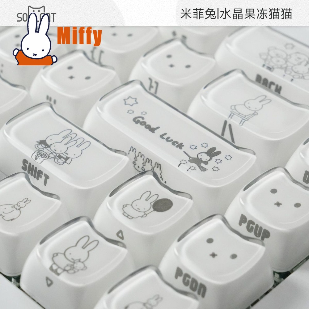 Gaming Keyboard He - Kawaii Miffy Keycaps Sevimli Tavşan Mekanik